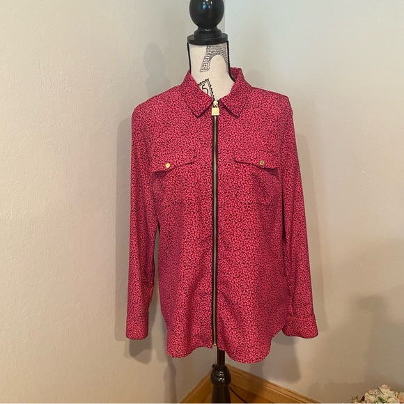 Michael Kors butterfly print zip up top - Picture 2 of 2